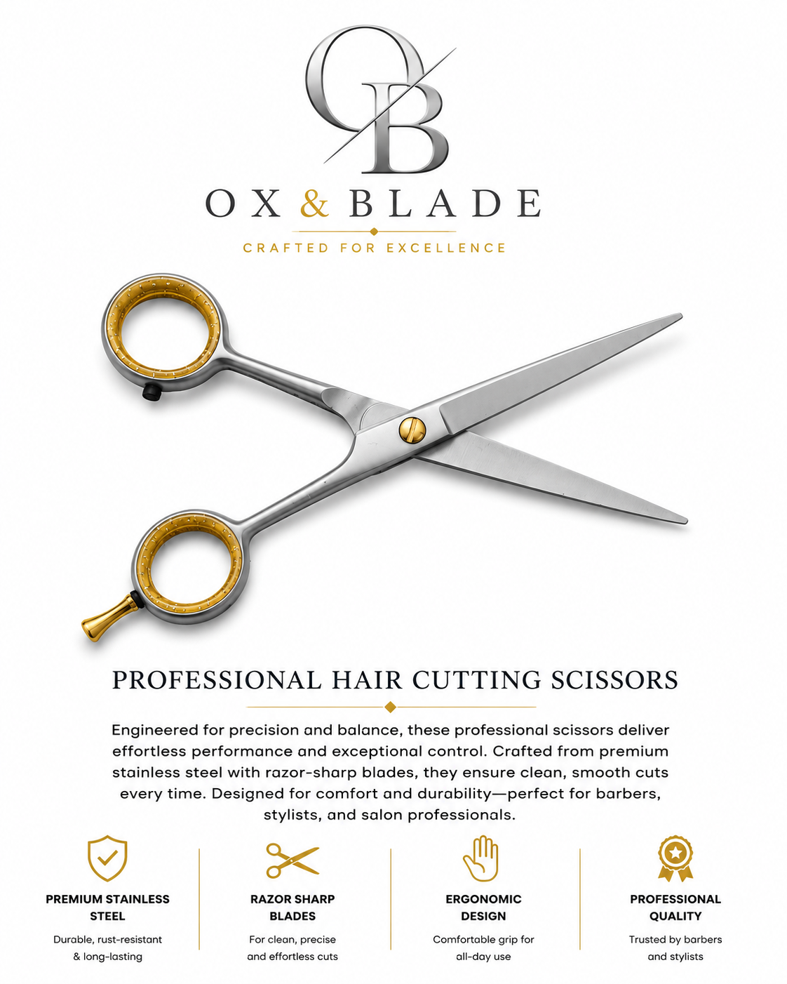 Ox & Blade Professional Hair Cutting Scissors