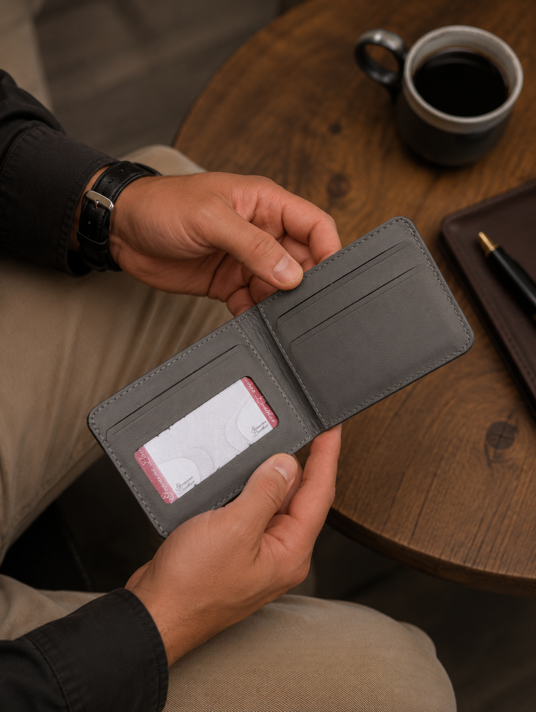 Ox & Blade Premium Genuine Cow Leather Slim Wallet – Grey