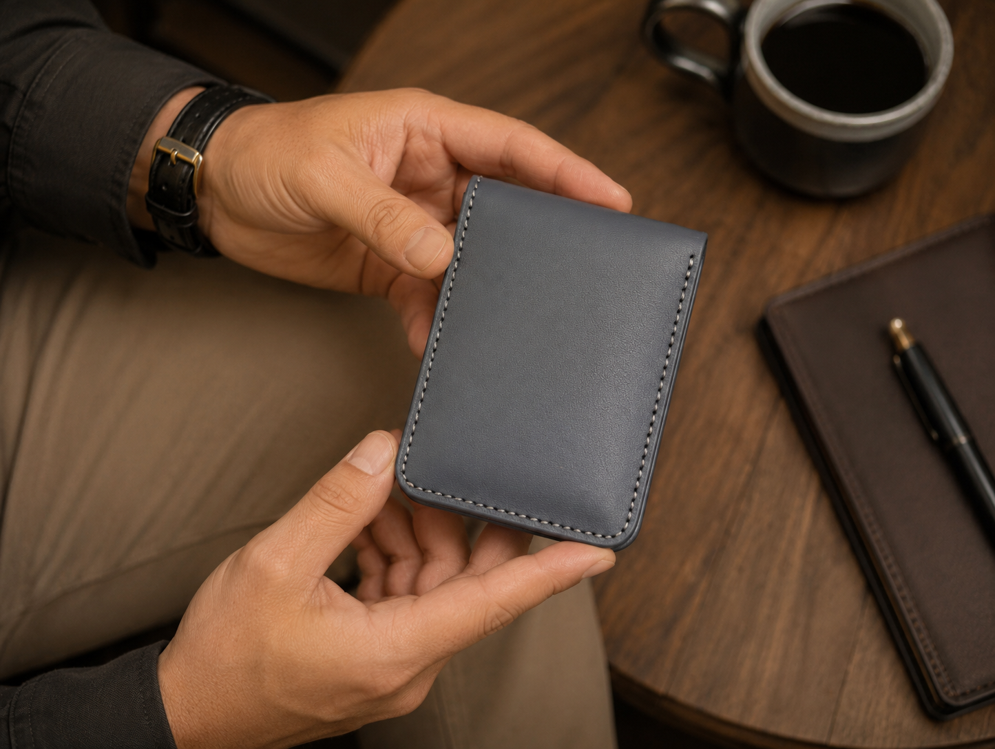 Ox & Blade Premium Genuine Cow Leather Slim Wallet – Grey