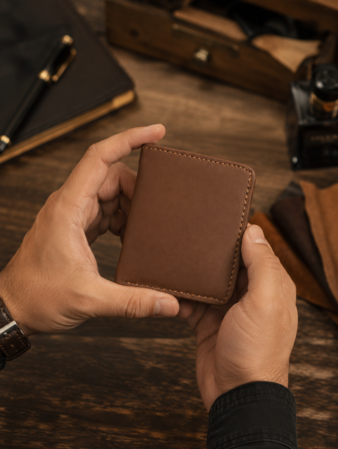 Ox & Blade Premium Genuine Leather Card Holder Wallet – Brown