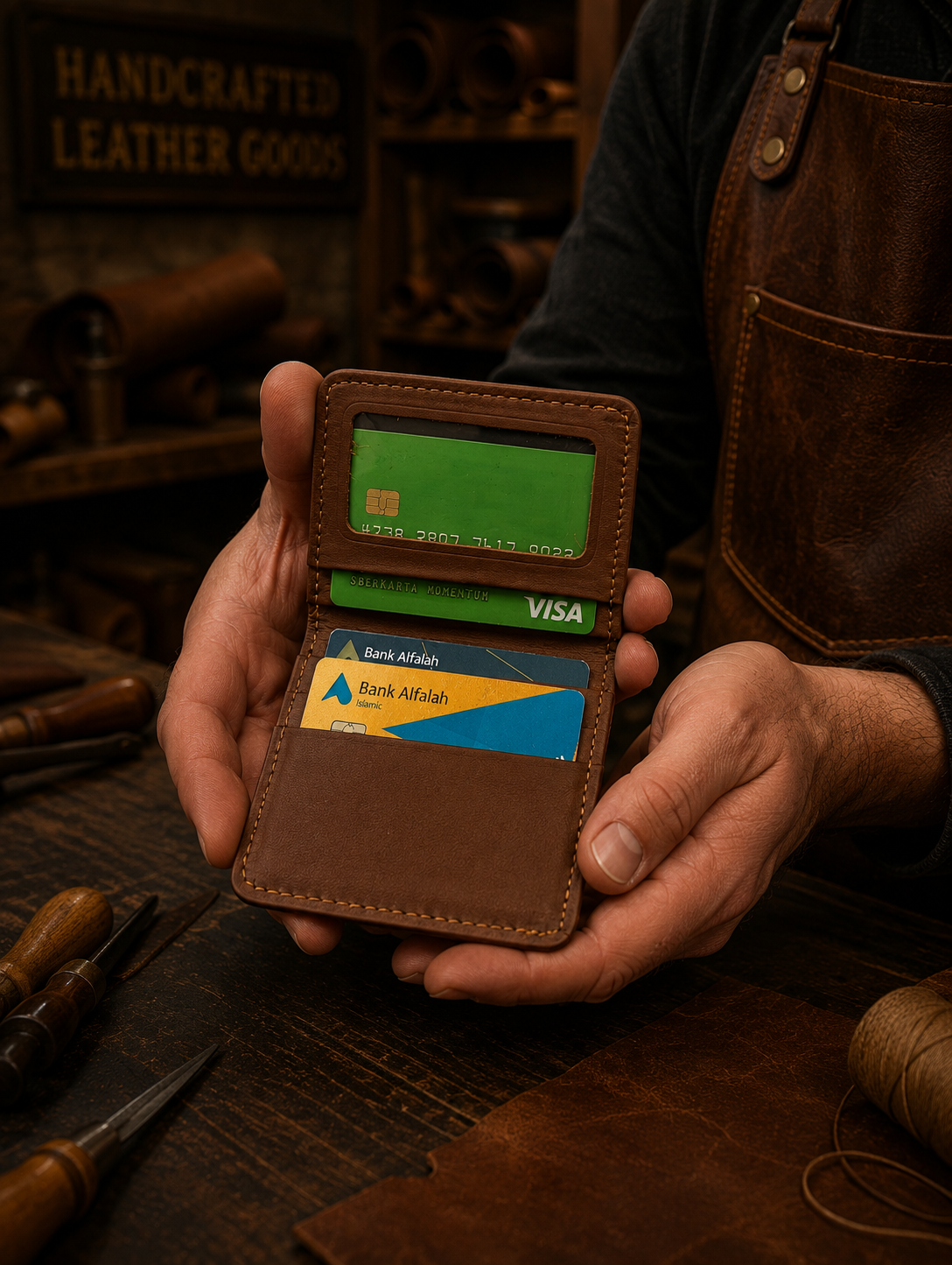 Ox & Blade Premium Genuine Leather Card Holder Wallet – Brown