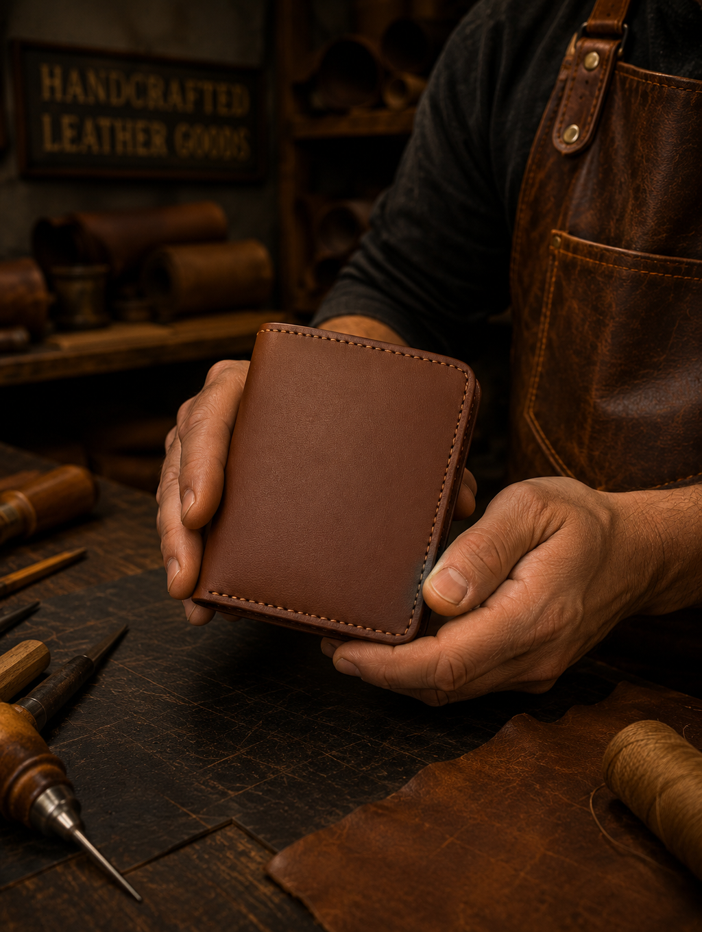 Ox & Blade Premium Genuine Leather Card Holder Wallet – Brown