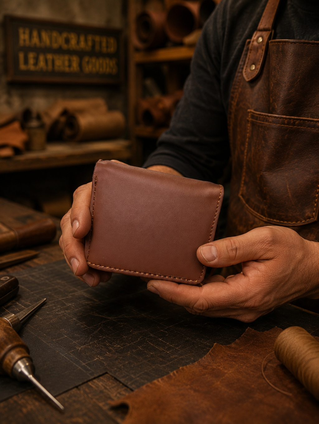 Ox & Blade Premium Genuine Leather Card Holder Wallet – Brown