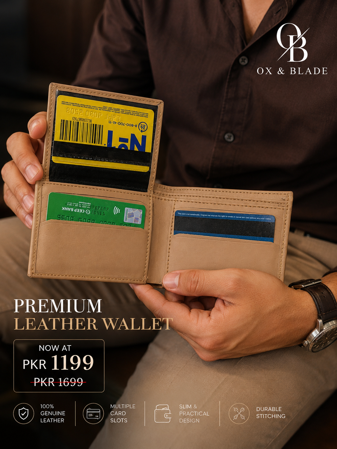 Brown Leather Wallet for Men in Pakistan | OX & BLADE