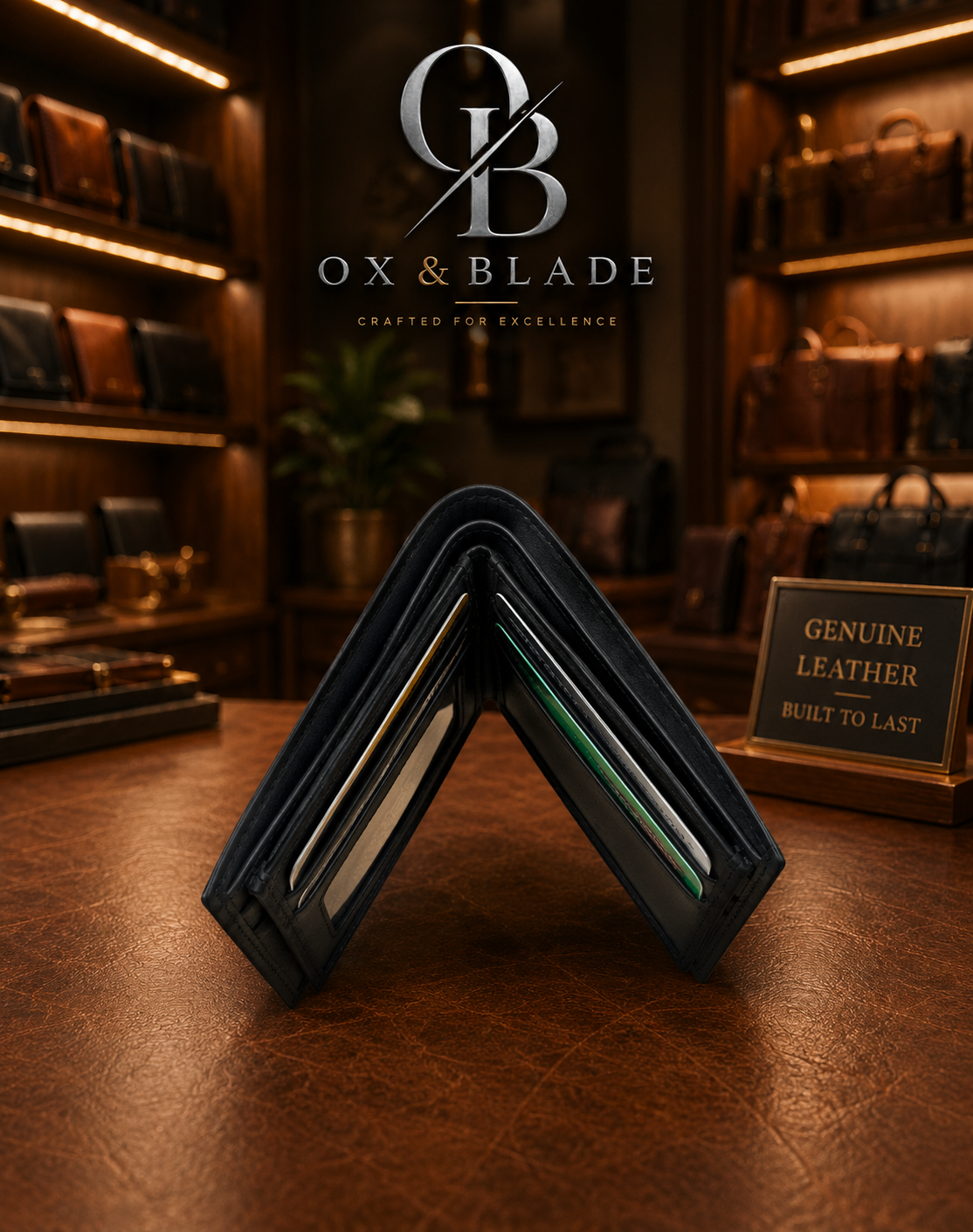 Premium Black Leather Wallet for Men | OX & BLADE
