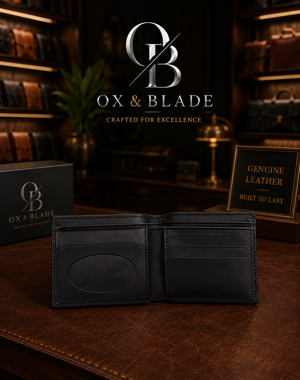 Premium Black Leather Wallet for Men | OX & BLADE