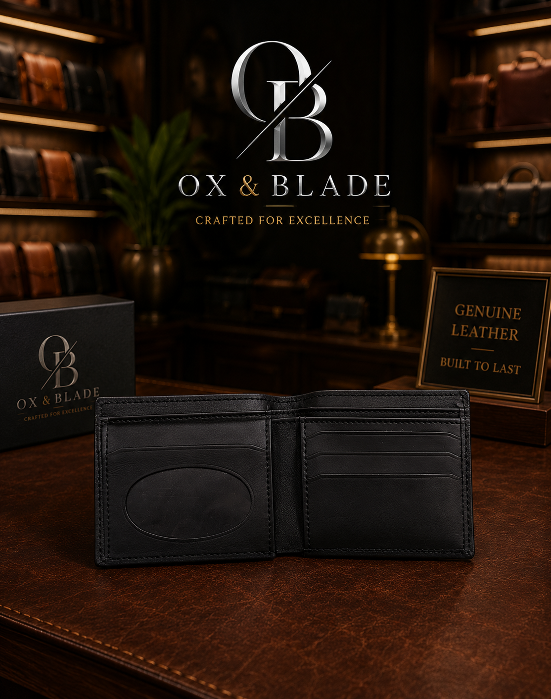 Premium Black Leather Wallet for Men | OX & BLADE