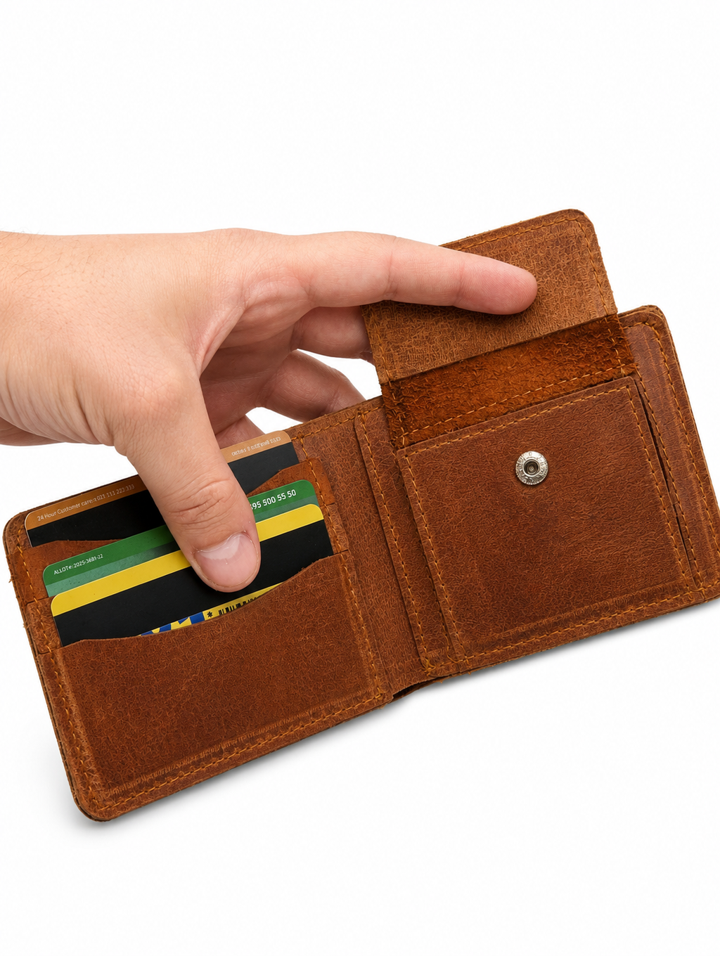 Crazy Horse Premium Leather Wallet with coin pocket for Men – Genuine Cow Leather Bifold Wallet