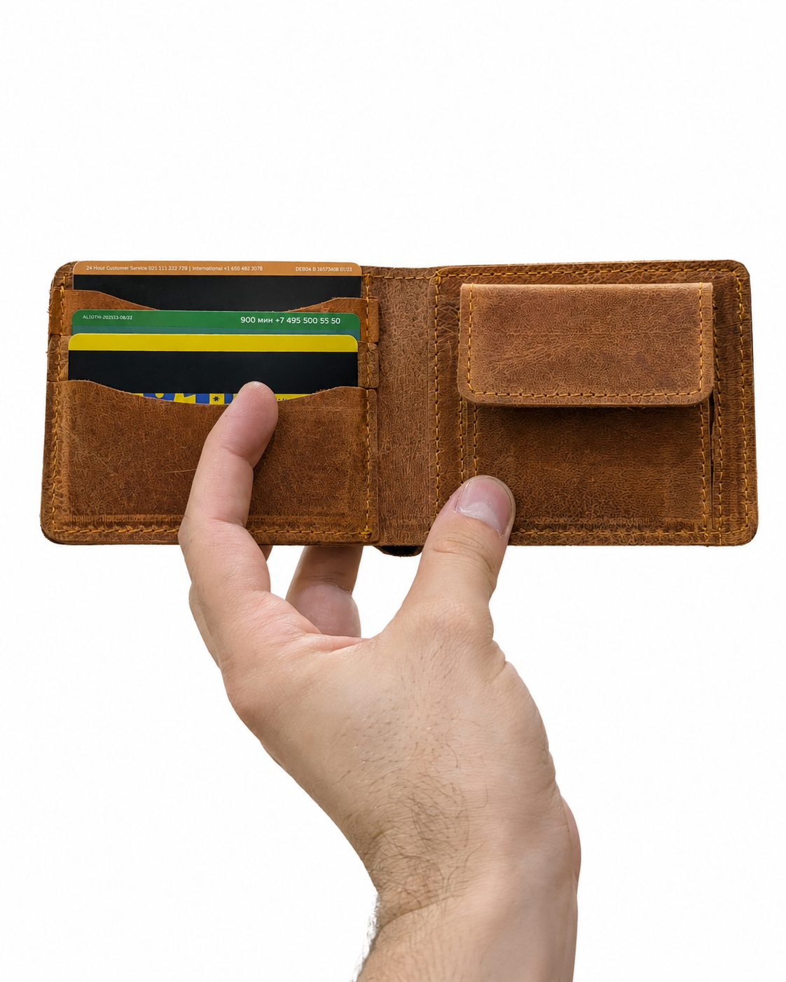 Crazy Horse Premium Leather Wallet with coin pocket for Men – Genuine Cow Leather Bifold Wallet