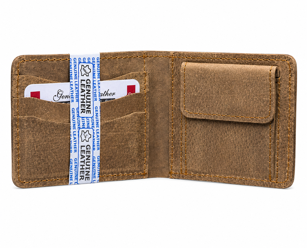 Crazy Horse Premium Leather Wallet with coin pocket for Men – Genuine Cow Leather Bifold Wallet