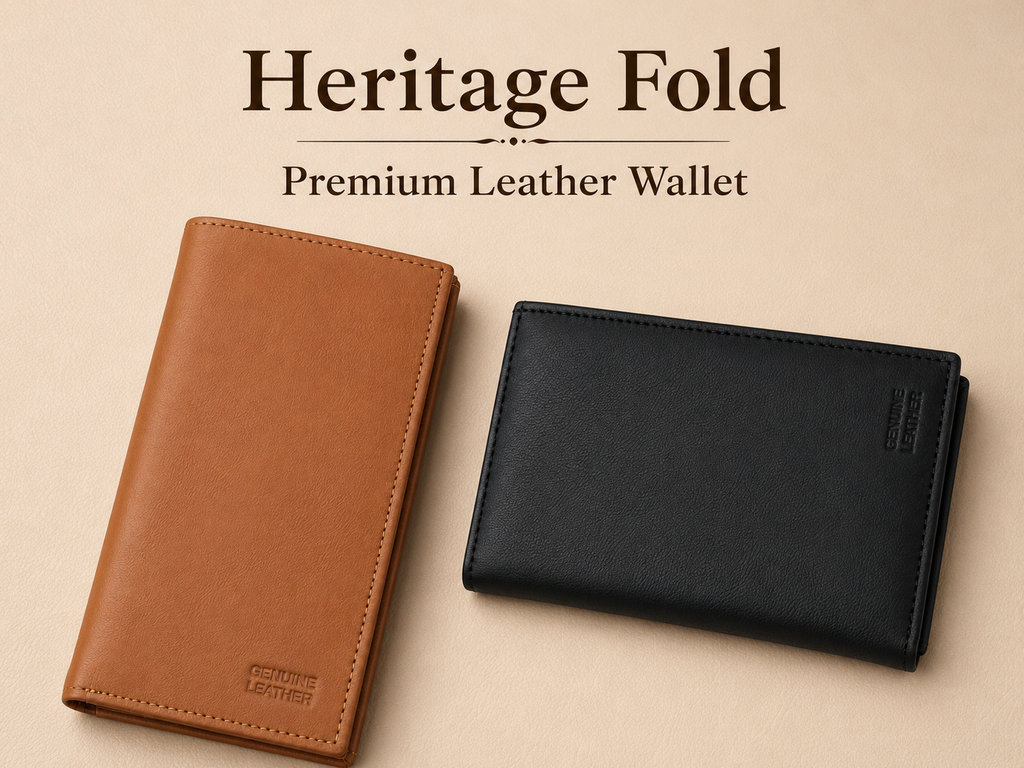 Premium Genuine Leather Long Wallet – Slim Bifold Card Holder Wallet