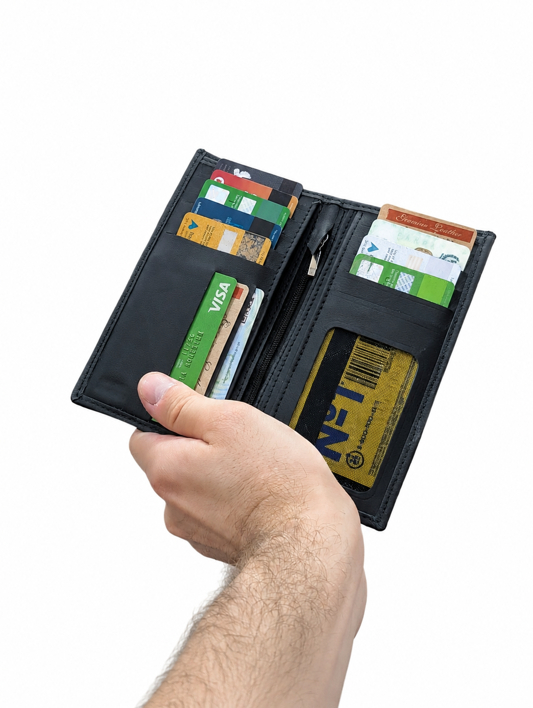 Premium Genuine Leather Long Wallet – Slim Bifold Card Holder Wallet