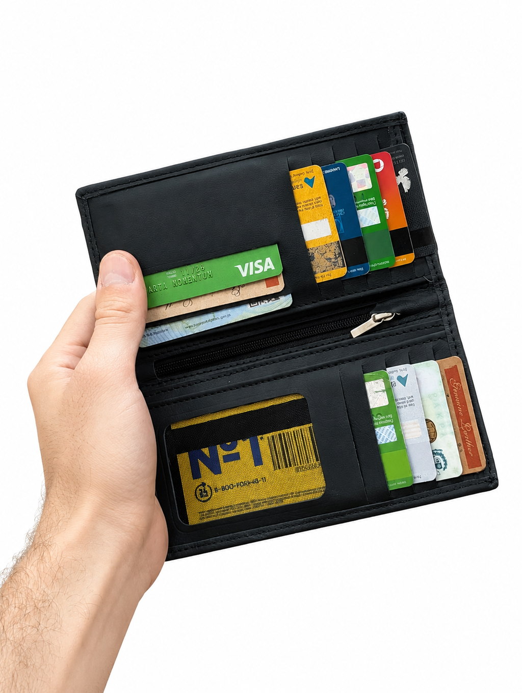 Premium Genuine Leather Long Wallet – Slim Bifold Card Holder Wallet