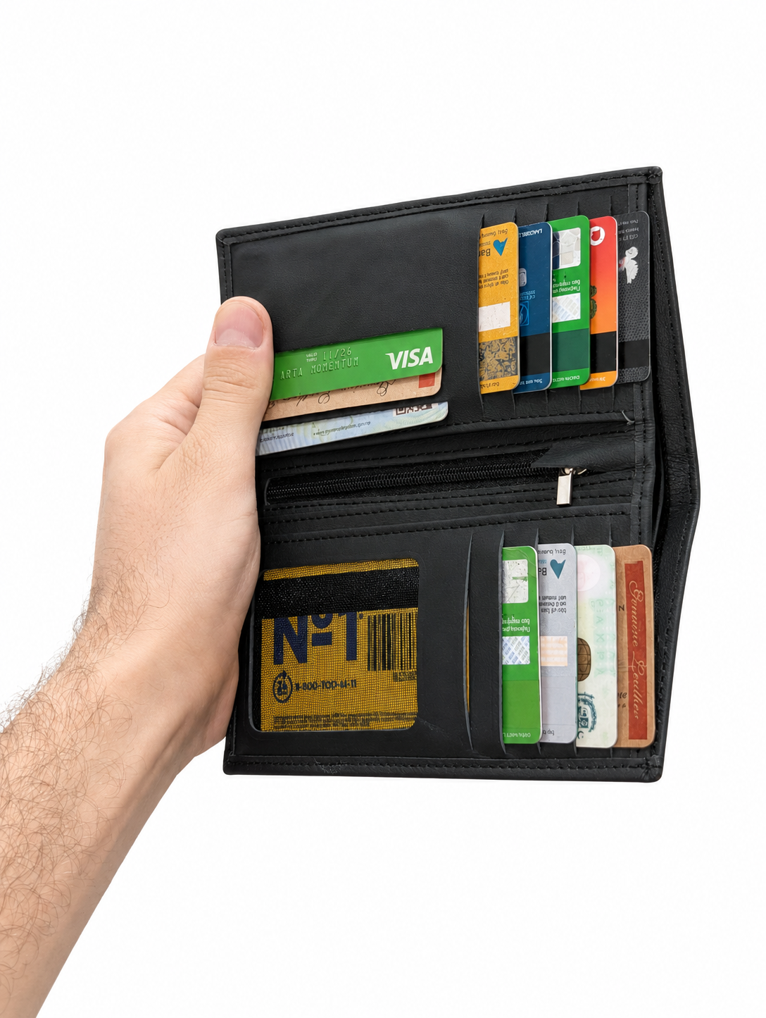 Premium Genuine Leather Long Wallet – Slim Bifold Card Holder Wallet