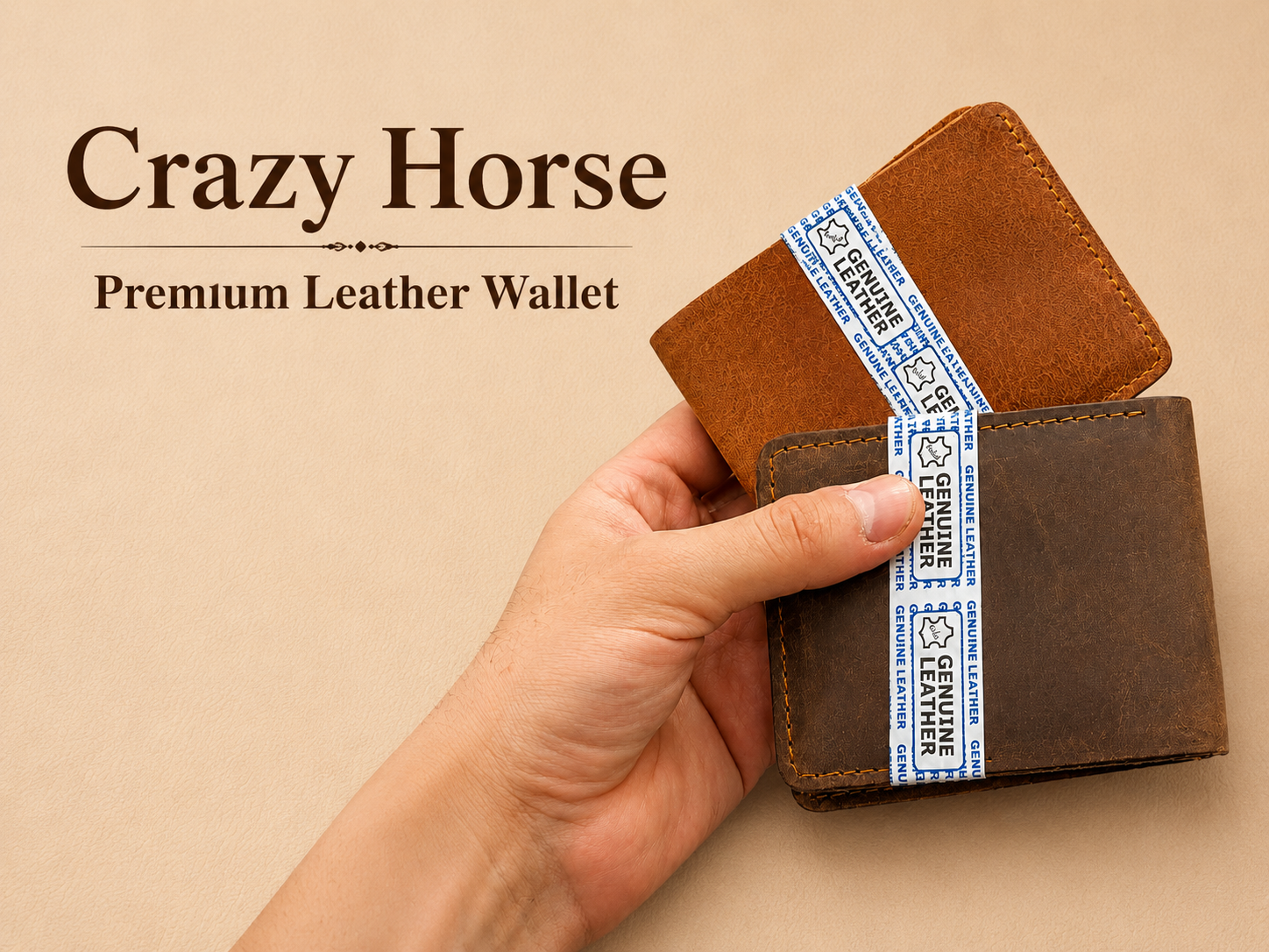 Crazy Horse Premium Leather Wallet with coin pocket for Men – Genuine Cow Leather Bifold Wallet
