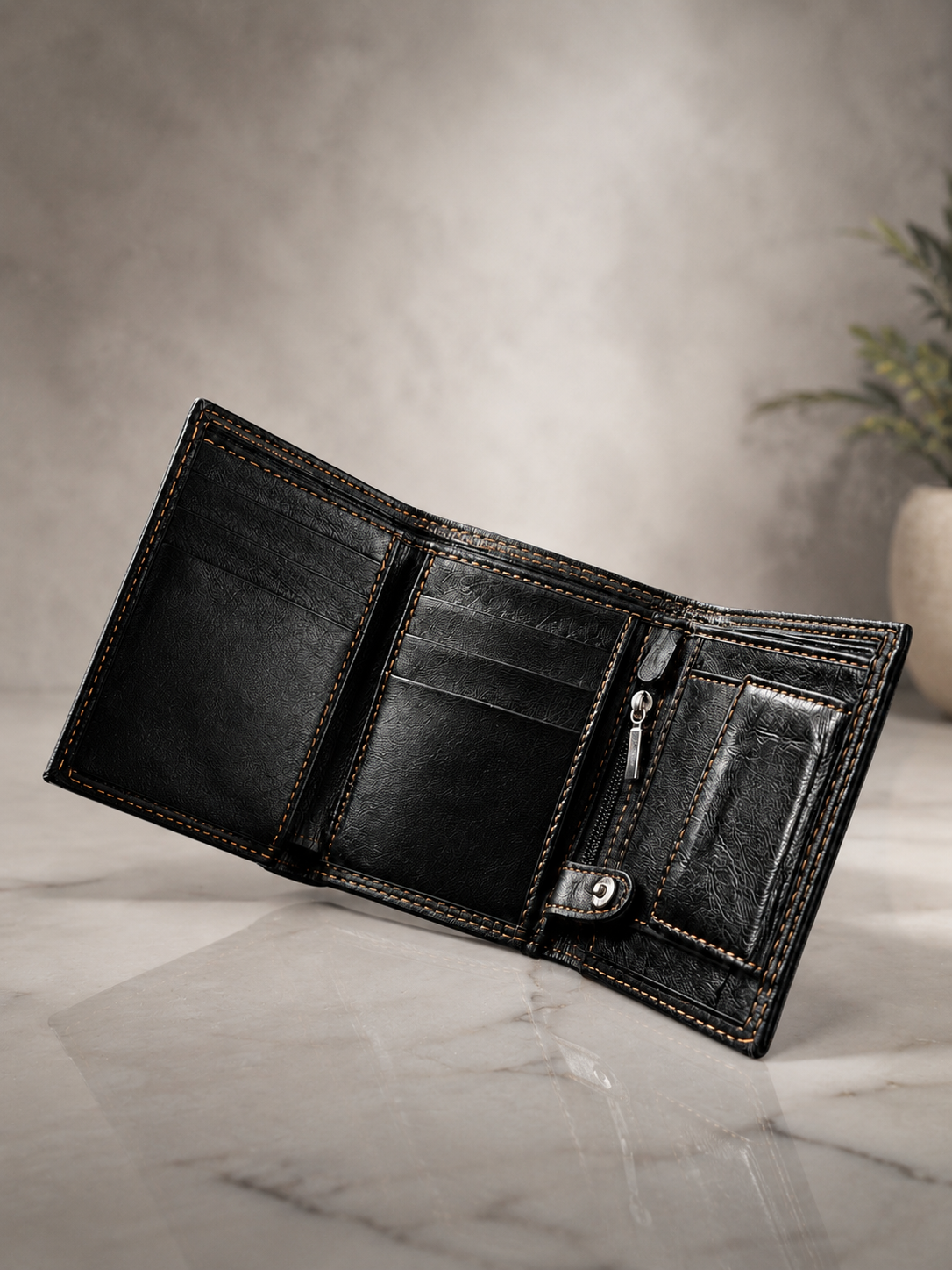 Premium Sheep Leather Bifold Wallet for Men – Luxury Soft Leather Wallet with Card Holder & Coin Pocket | Brown