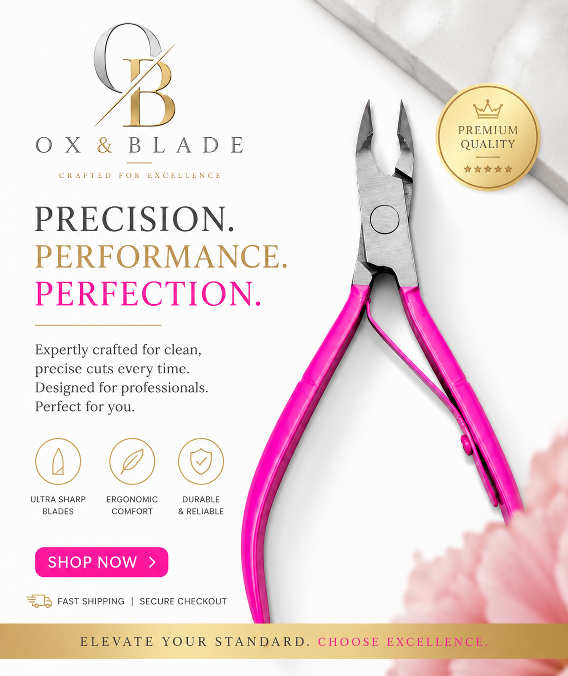 Ox & Blade Premium 10-in-1 Manicure & Pedicure Kit – Professional Nail Care Set with Luxury Travel Pouch